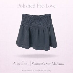 Aerie Smocked Mini Skirt Skort Dark Gray Elastic Waist Women’s Medium